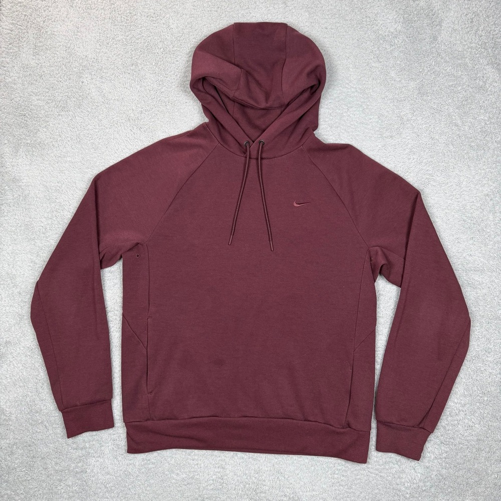 Nike Dri-FIT Mens Small Burgundy Raglan Pullover Hoodie Maroon Swoosh CU6260-638